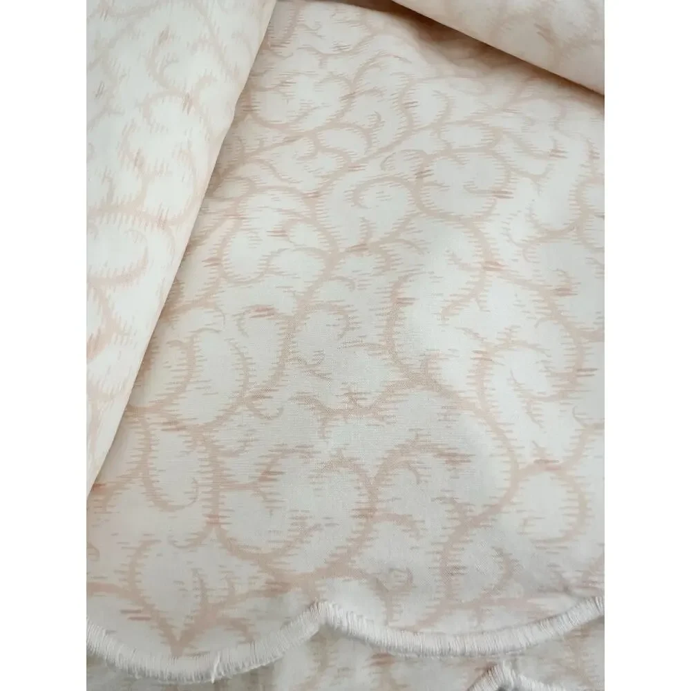 Yves Delorme QUEEN FLAT SHEET & 2 Shams Peach White Modern SCALLOPED EMBROIDERED